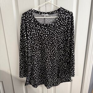 Green Envelope black silver polka dot long sleeve size 1X
